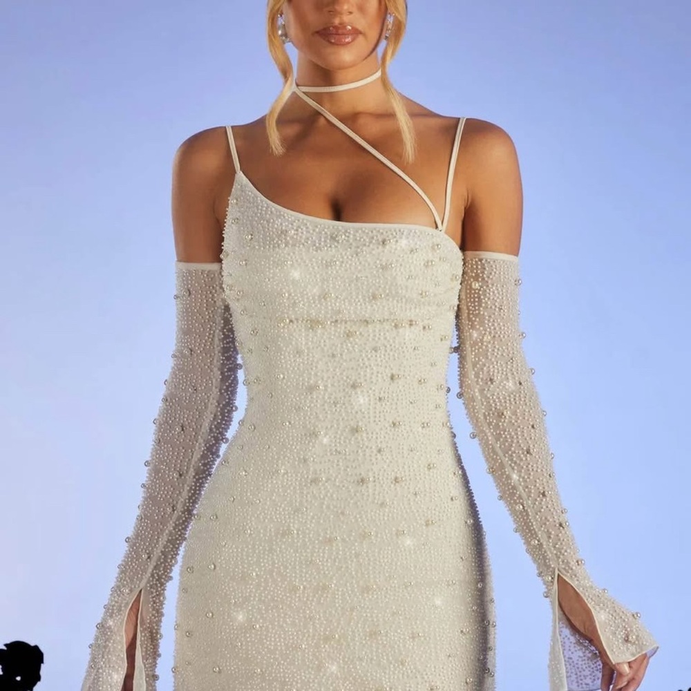 Elegant White Beaded Dress